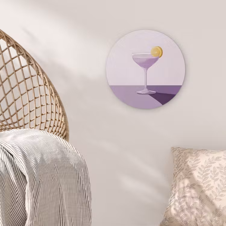 Cocktail - Paars - Minimalistisch - Citroen Akoestische PET Vilt - Rond klein -sfeer4