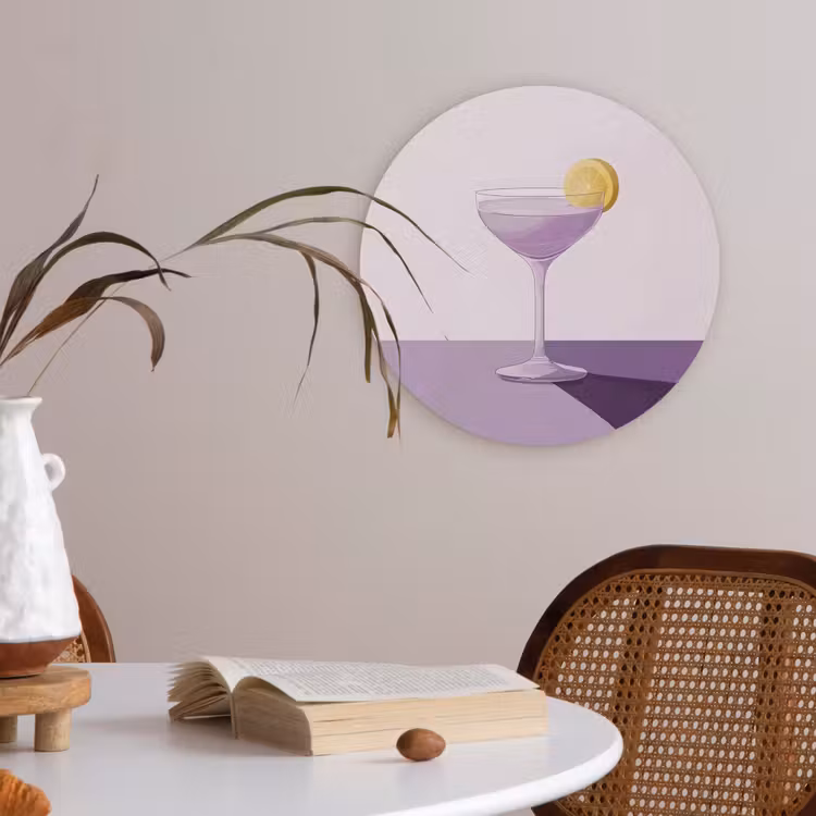 Cocktail - Paars - Minimalistisch - Citroen Akoestische PET Vilt - Rond klein -sfeer3