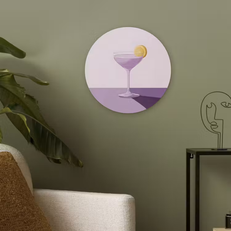 Cocktail - Paars - Minimalistisch - Citroen Akoestische PET Vilt - Rond klein -sfeer2
