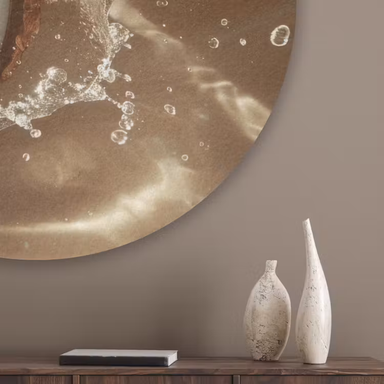 Kokosnoot - Water - Beige - Spetters Akoestische PET Vilt - Rond klein -sfeer5_closeup