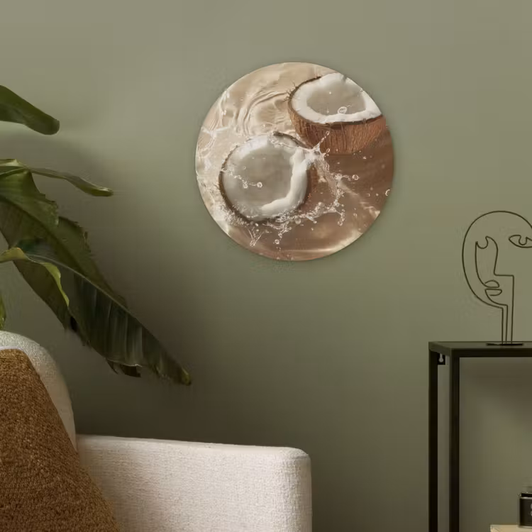 Kokosnoot - Water - Beige - Spetters Akoestische PET Vilt - Rond klein -sfeer2
