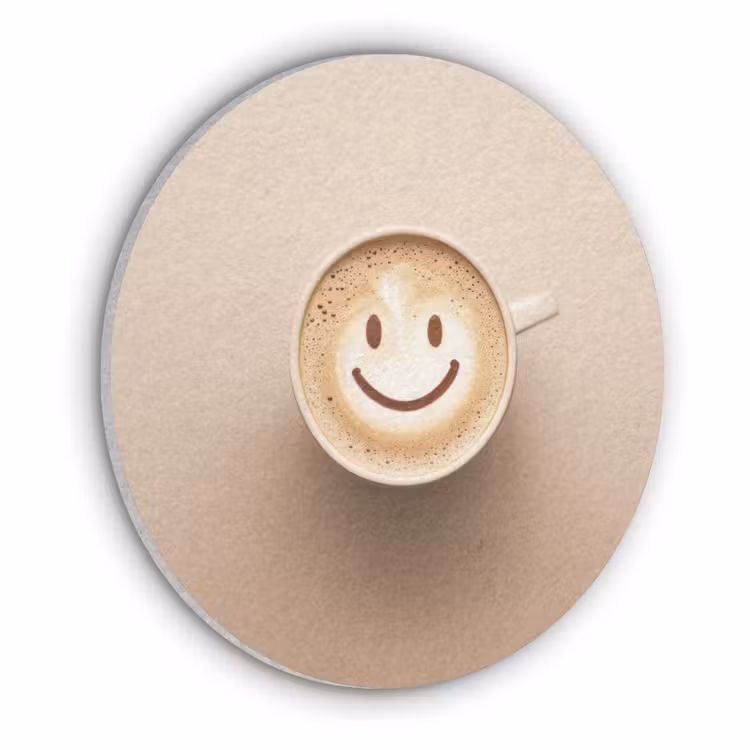 Koffie - Melkschuim - Lach - Beige Akoestische PET Vilt - Rond klein -3d