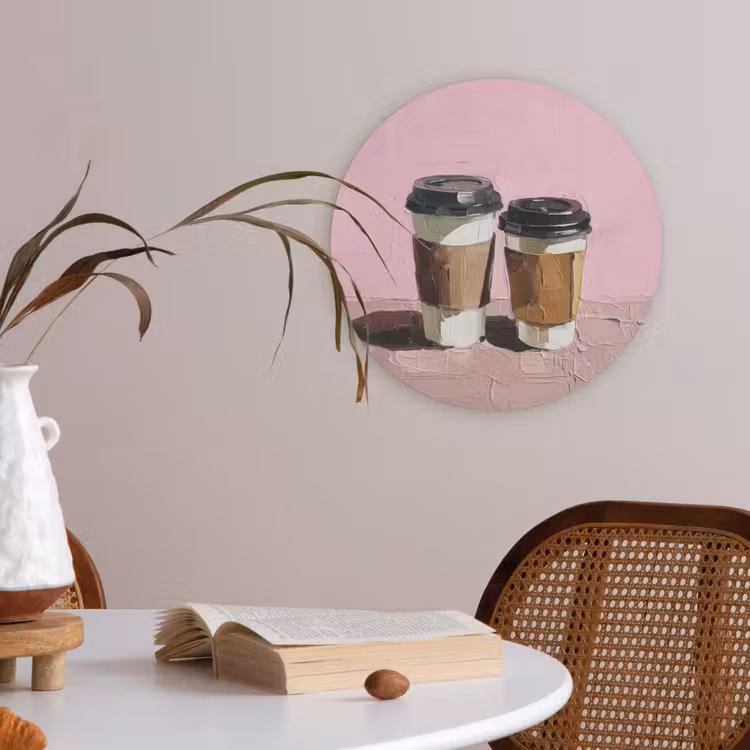 Koffiebekers - Deksel - Verf - Textuur Akoestische PET Vilt - Rond klein -sfeer3