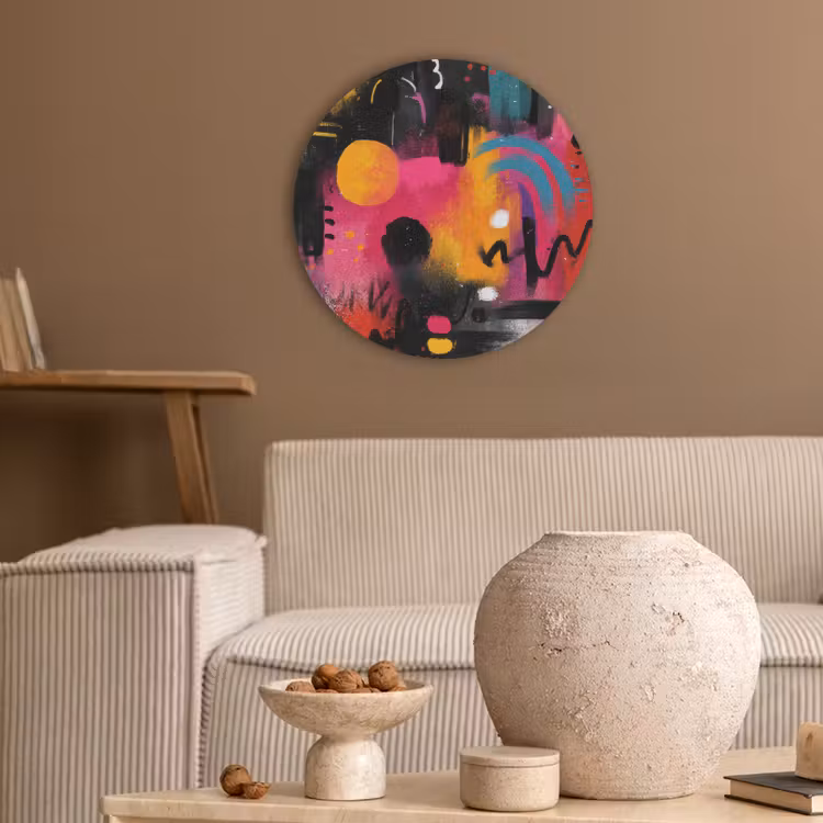 Kleurvlakken - Vormen - Kleurrijk - Abstract Akoestische PET Vilt - Rond klein -sfeer1