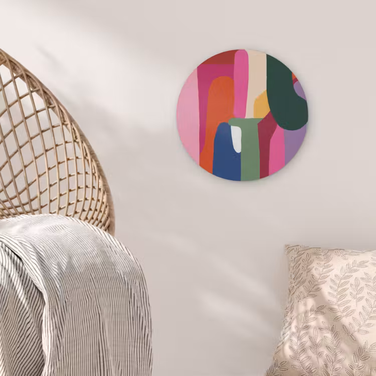 Kleurvakken - Recht - Rond - Abstract Akoestische PET Vilt - Rond klein -sfeer4