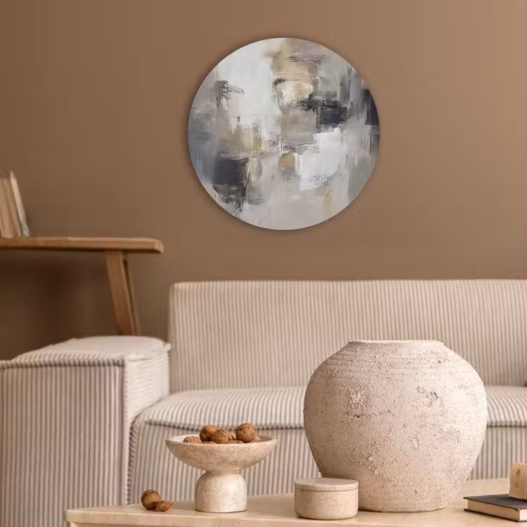 Kleurenpalet - Penseelstreken - Beige - Nevelig Akoestische PET Vilt - Rond klein -sfeer1