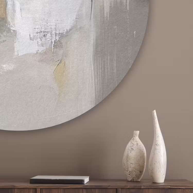 Kleurenpalet - Penseelstreken - Beige - Nevelig Akoestische PET Vilt - Rond klein -sfeer5_closeup