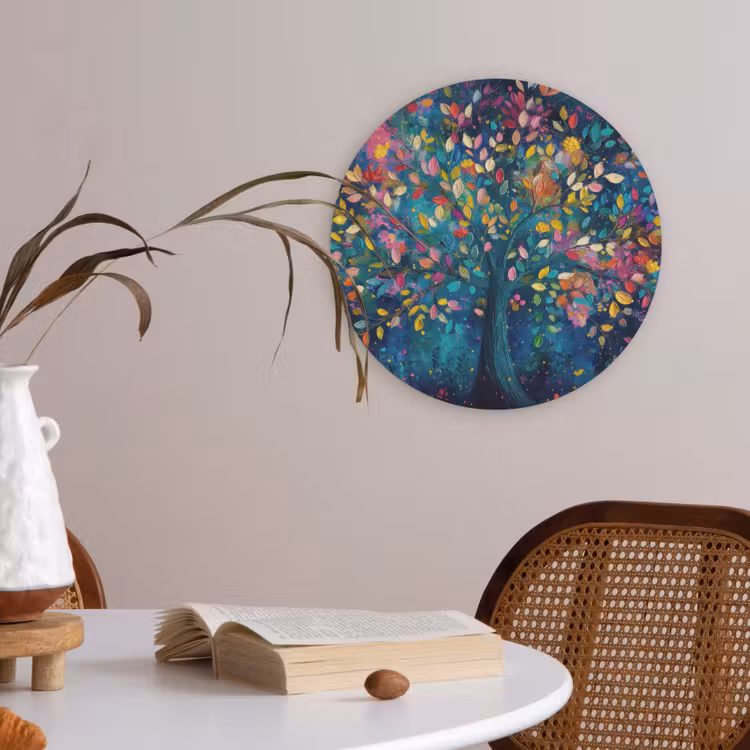 Kleurrijk - Boom - Magisch - Abstract Akoestische PET Vilt - Rond klein -sfeer3