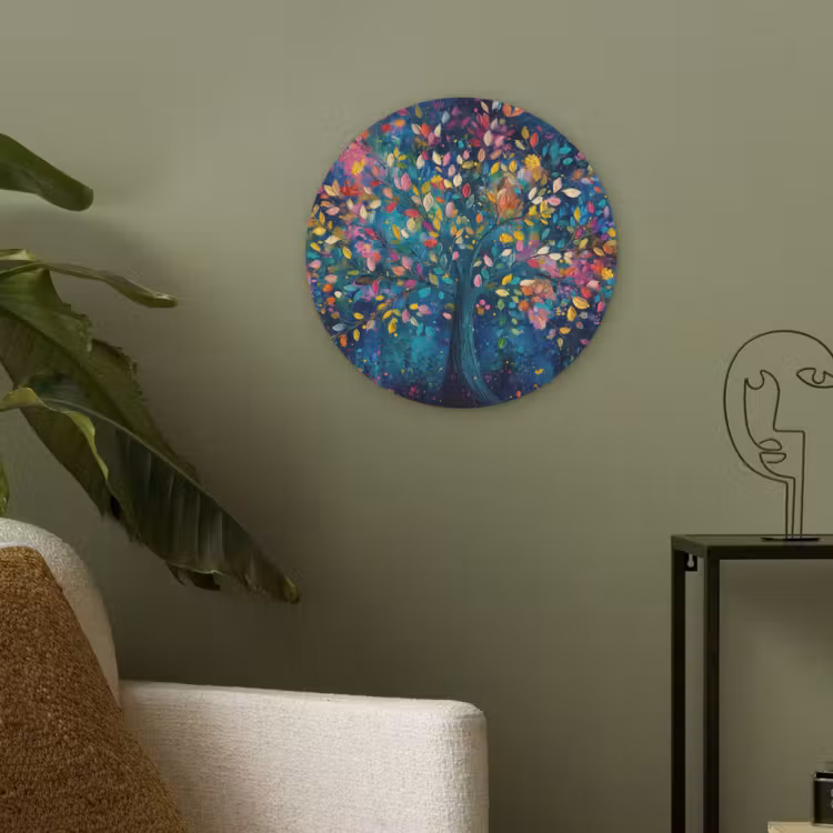 Kleurrijk - Boom - Magisch - Abstract Akoestische PET Vilt - Rond klein -sfeer2