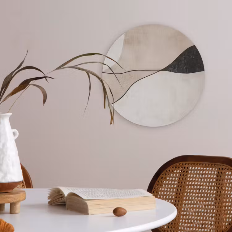 Contourlijnen - Abstracte landschap Akoestische PET Vilt - Rond klein -sfeer3