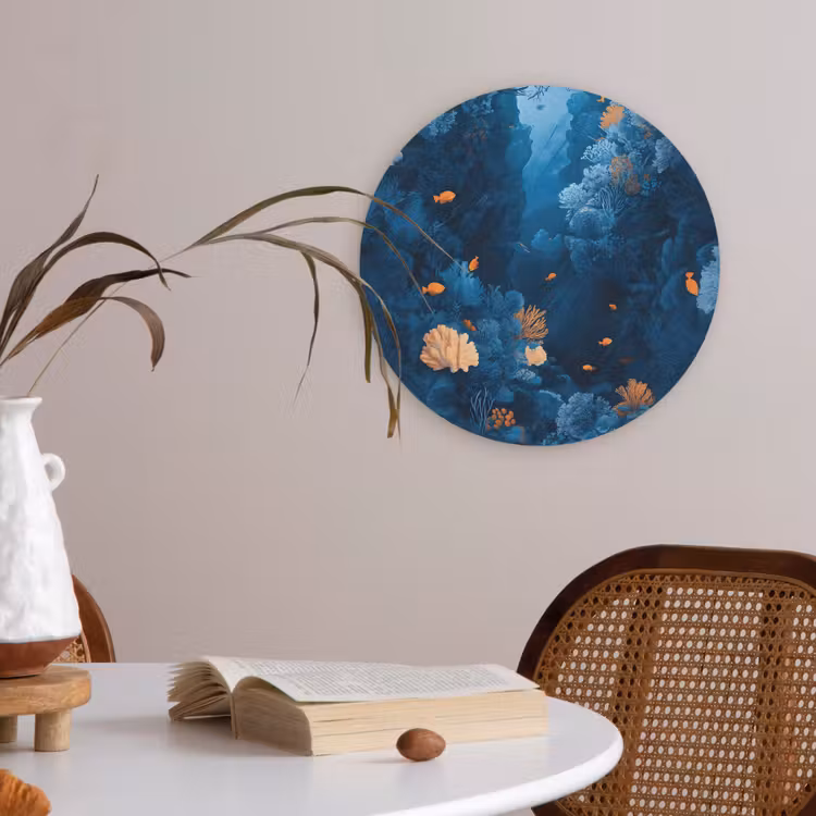 Koraalrif - Vissen - Oceaan - Blauw Akoestische PET Vilt - Rond klein -sfeer3