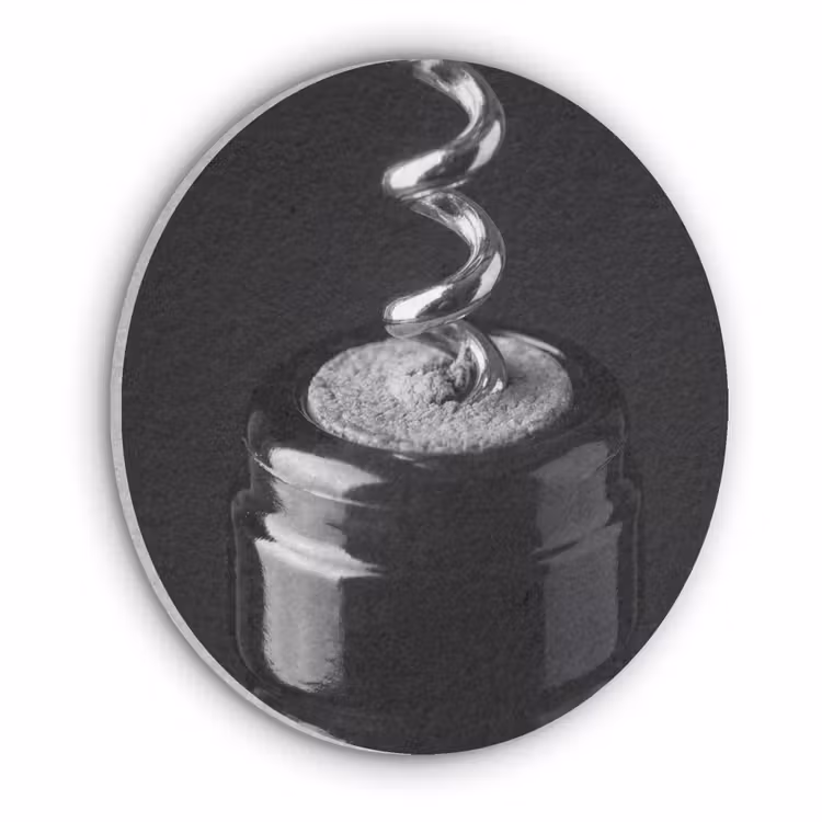 Kurkentrekker - Wijn - Zwart - Wit Akoestische PET Vilt - Rond klein -3d