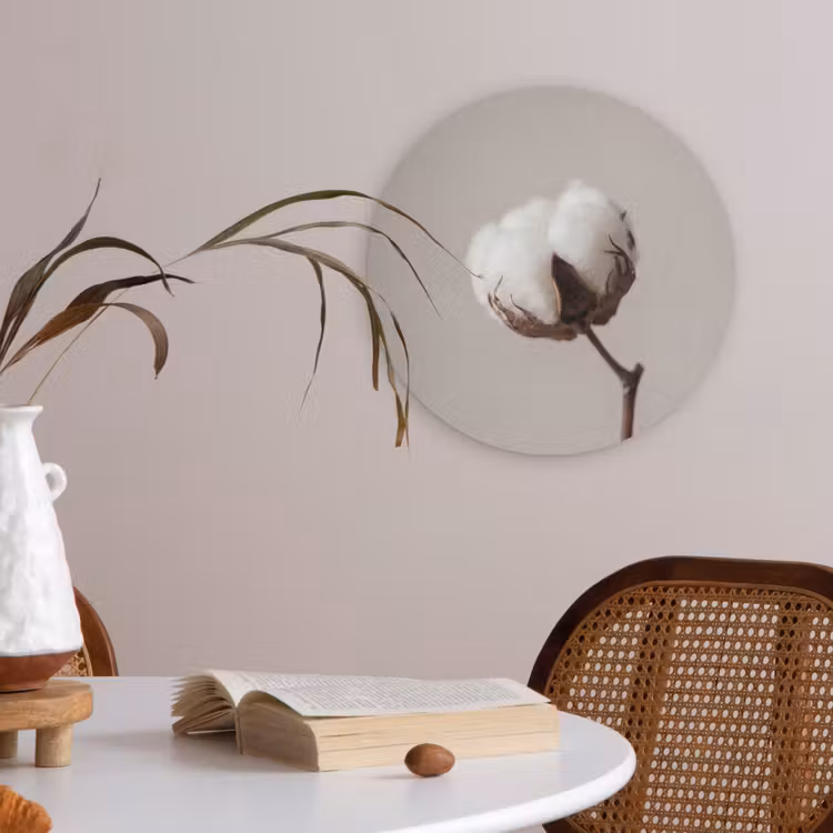 Katoenbol - Minimalistisch - Wit Akoestische PET Vilt - Rond klein -sfeer3