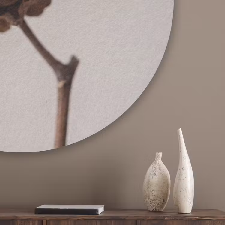 Katoenbol - Minimalistisch - Wit Akoestische PET Vilt - Rond klein -sfeer5_closeup