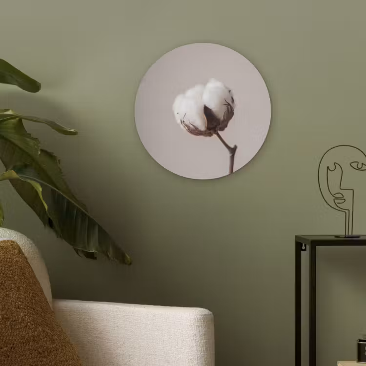 Katoenbol - Minimalistisch - Wit Akoestische PET Vilt - Rond klein -sfeer2