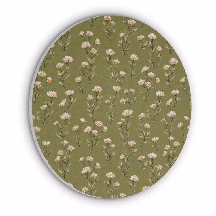 Landelijk - Bloemen - Groen Akoestische PET Vilt - Rond klein 838 -3d