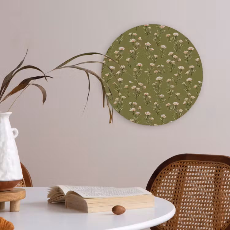 Landelijk - Bloemen - Groen Akoestische PET Vilt - Rond klein 838 -sfeer3
