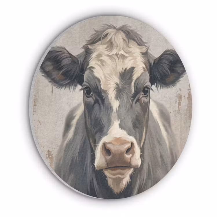 Koe - Portret - Dieren - Modern Akoestische PET Vilt - Rond klein -3d