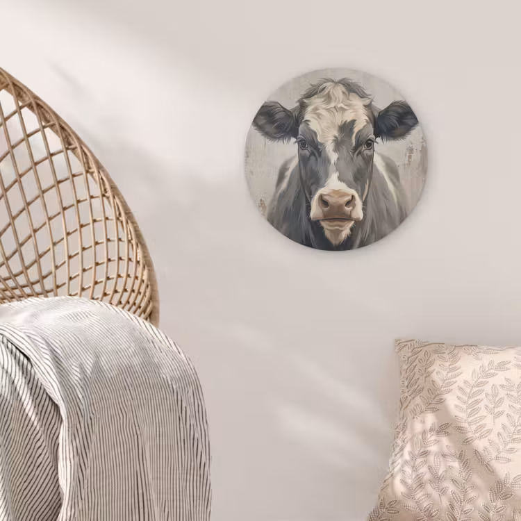 Koe - Portret - Dieren - Modern Akoestische PET Vilt - Rond klein -sfeer4