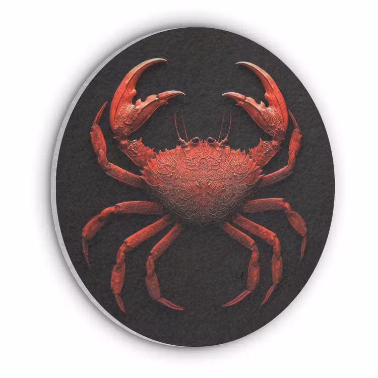 Krab - Rood - Vissen - Schaaldieren Akoestische PET Vilt - Rond klein -3d