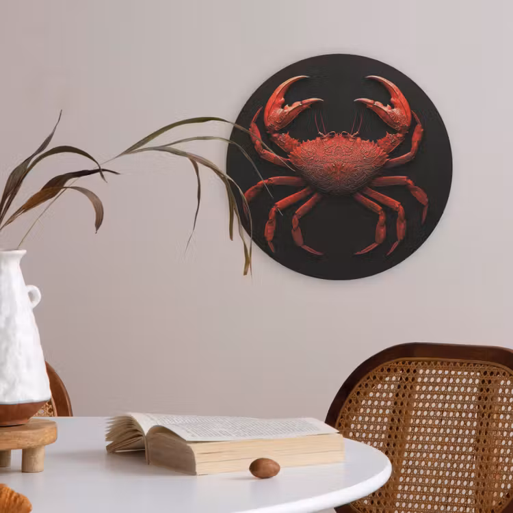 Krab - Rood - Vissen - Schaaldieren Akoestische PET Vilt - Rond klein -sfeer3