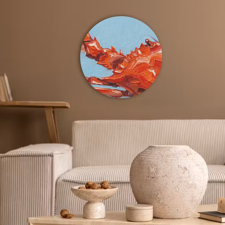 Krab - Zee - Dieren - Abstract - Rood Akoestische PET Vilt - Rond klein -sfeer1