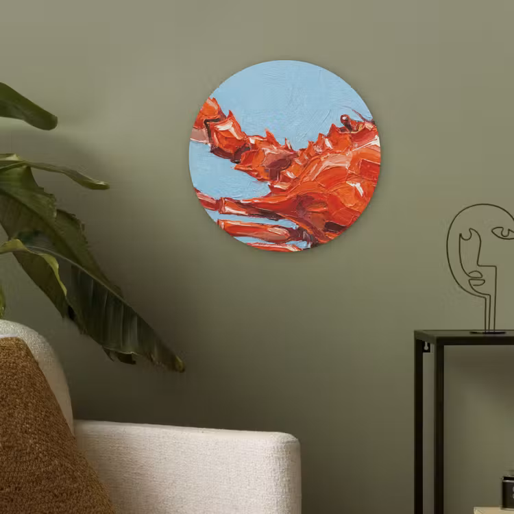 Krab - Zee - Dieren - Abstract - Rood Akoestische PET Vilt - Rond klein -sfeer2