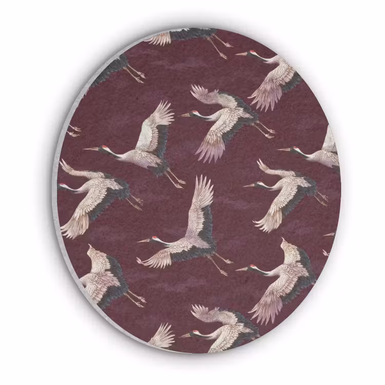 Kraanvogels - Klassiek - Bordeaux Akoestische PET Vilt - Rond klein 838 -3d