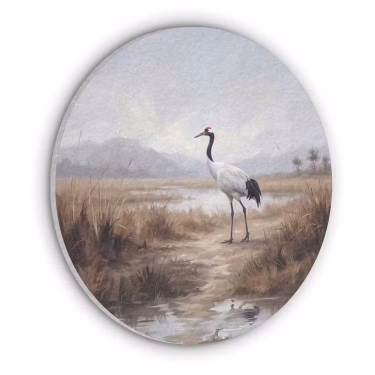 Kraanvogel - Natuur - Realistisch Akoestische PET Vilt - Rond klein -3d