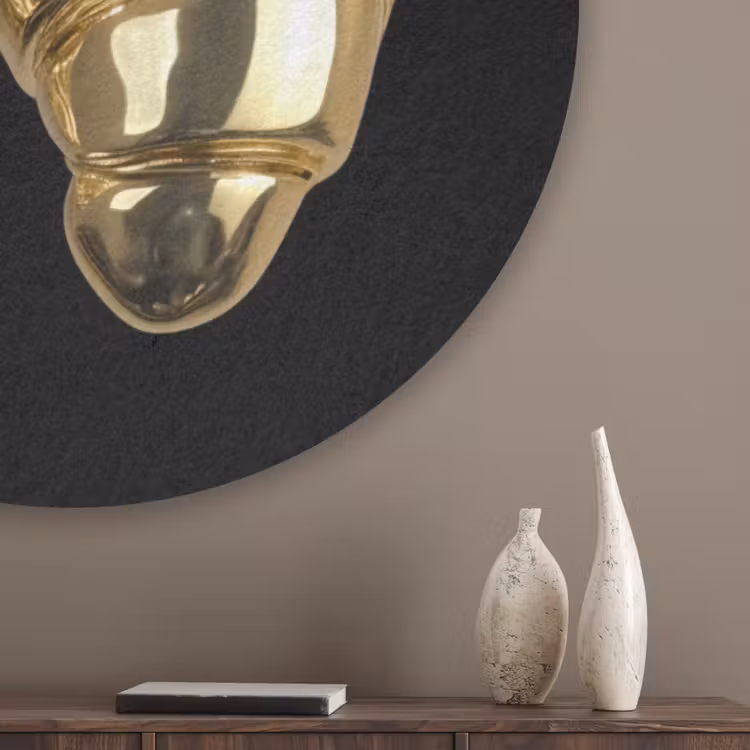 Croissant - Brood - Goud - Zwart Akoestische PET Vilt - Rond klein -sfeer5_closeup