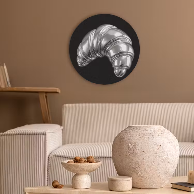 Croissant - Metaal - Zilver Akoestische PET Vilt - Rond klein -sfeer1