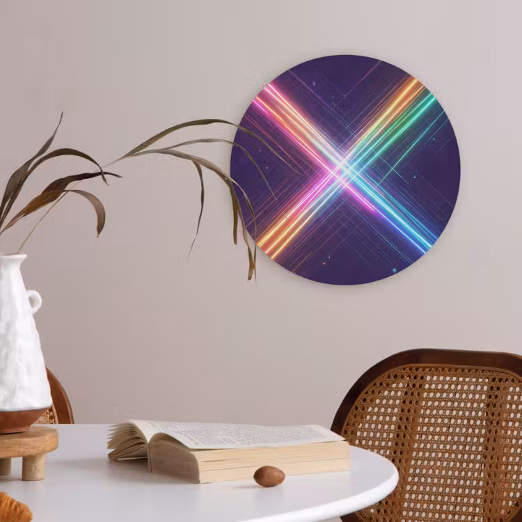 Kruisen - Lasterstralen - Neon Akoestische PET Vilt - Rond klein -sfeer3