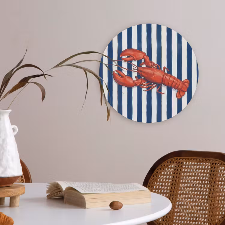 Schaaldier - Kreeft - Marine - Illustratie - Rood Akoestische PET Vilt - Rond klein -sfeer3