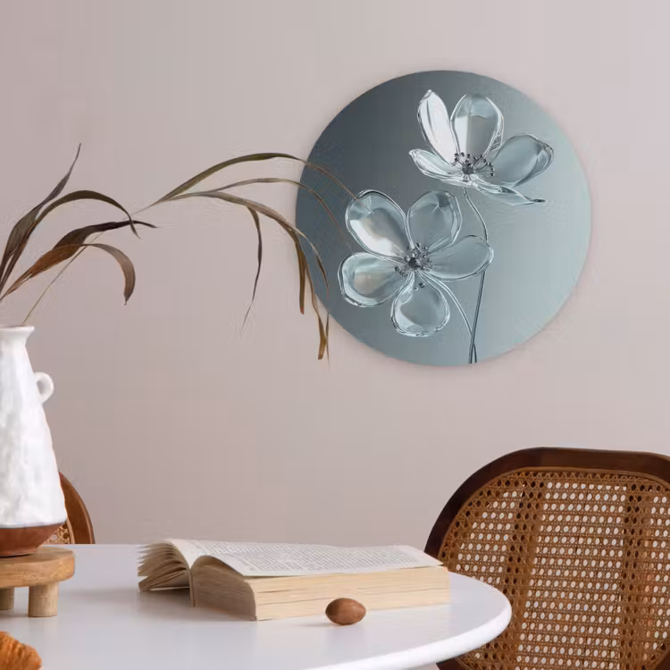 Kristal - Bloemen - Grijs Akoestische PET Vilt - Rond klein -sfeer3