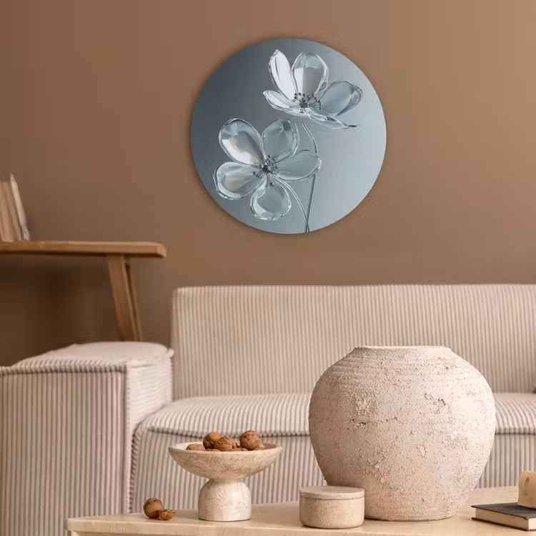 Kristal - Bloemen - Grijs Akoestische PET Vilt - Rond klein -sfeer1