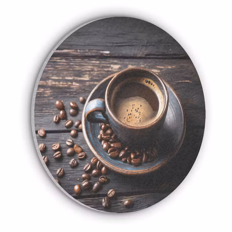 Kop - Koffie - Hout - Bonen Akoestische PET Vilt - Rond klein -3d
