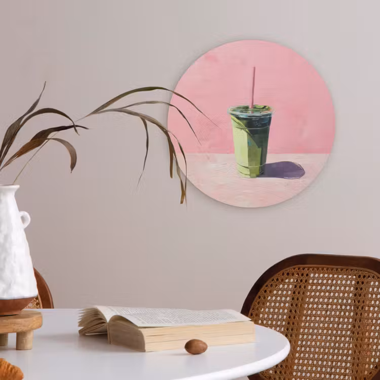 Beker - Rietje - Minimalistisch - Groen Akoestische PET Vilt - Rond klein -sfeer3