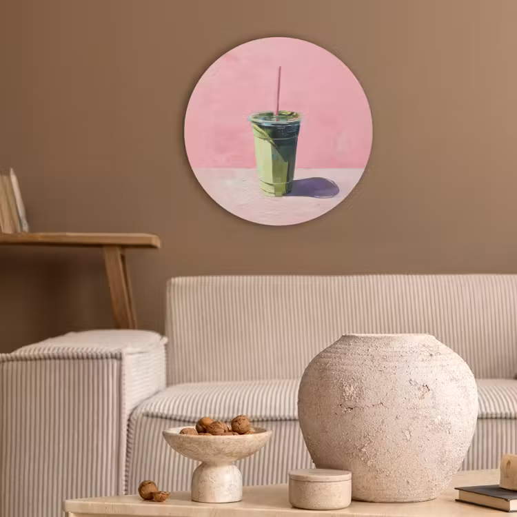 Beker - Rietje - Minimalistisch - Groen Akoestische PET Vilt - Rond klein -sfeer1