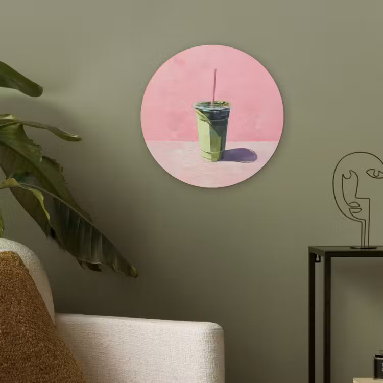 Beker - Rietje - Minimalistisch - Groen Akoestische PET Vilt - Rond klein -sfeer2