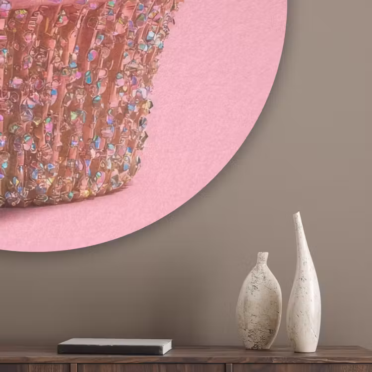 Cupcake - Kleurrijk - Edelstenen Akoestische PET Vilt - Rond klein -sfeer5_closeup