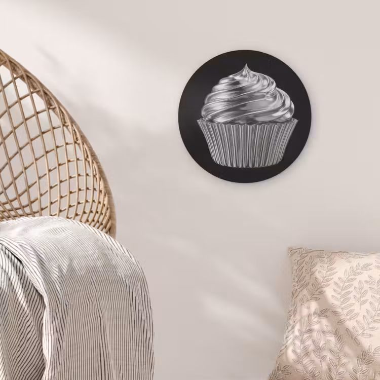 Cupcake - Luxueus - Zilver Akoestische PET Vilt - Rond klein -sfeer4