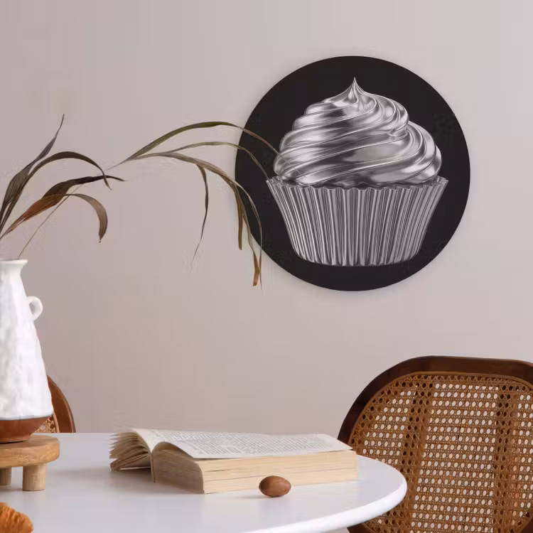 Cupcake - Luxueus - Zilver Akoestische PET Vilt - Rond klein -sfeer3