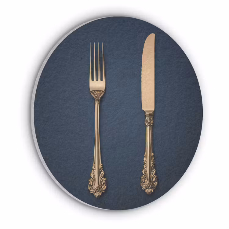 Bestek - Donkerblauw - Goud Akoestische PET Vilt - Rond klein -3d