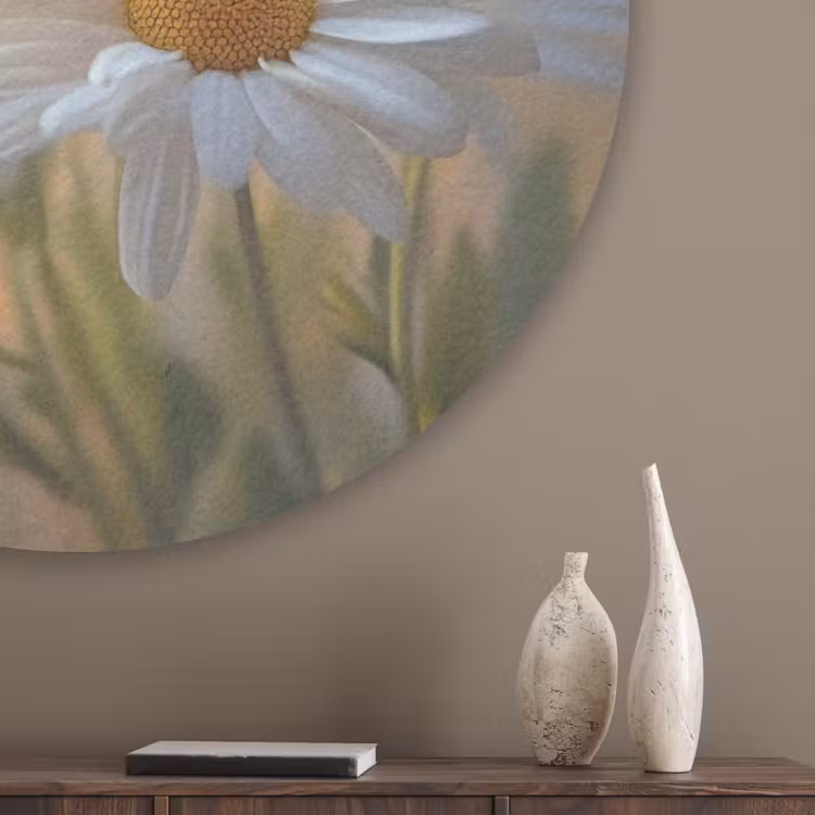Madeliefjes - Wit - Zonlicht Akoestische PET Vilt - Rond klein -sfeer5_closeup