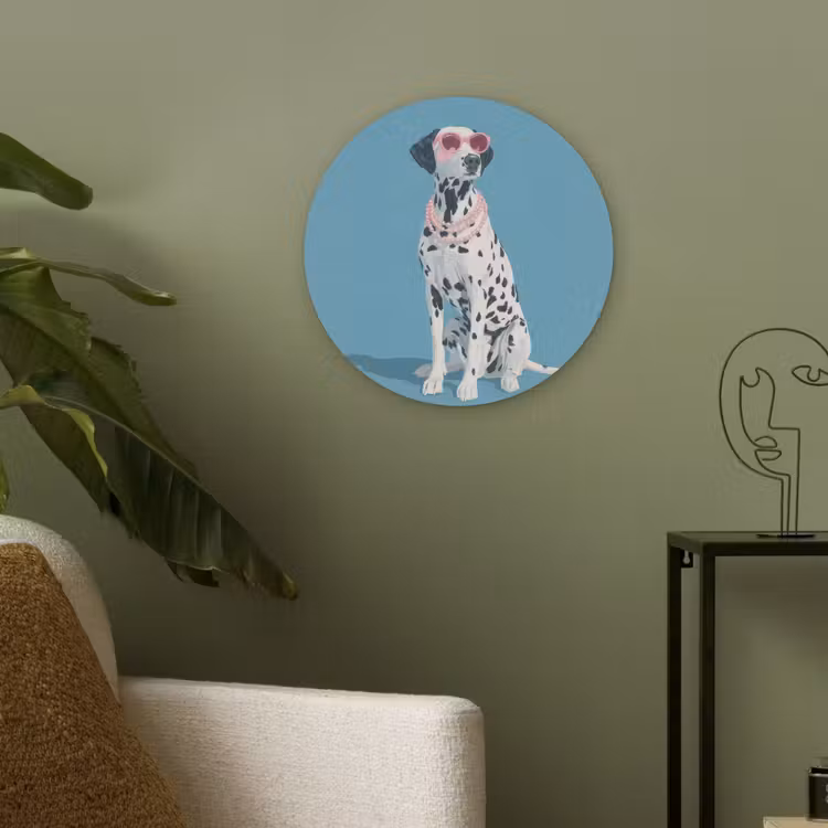 Dalmatiër - Zonnebril - Blauw Akoestische PET Vilt - Rond klein -sfeer2