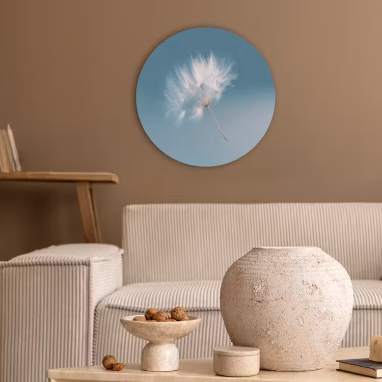 Paardenbloempluisje - Blauw - Lucht Akoestische PET Vilt - Rond klein -sfeer1