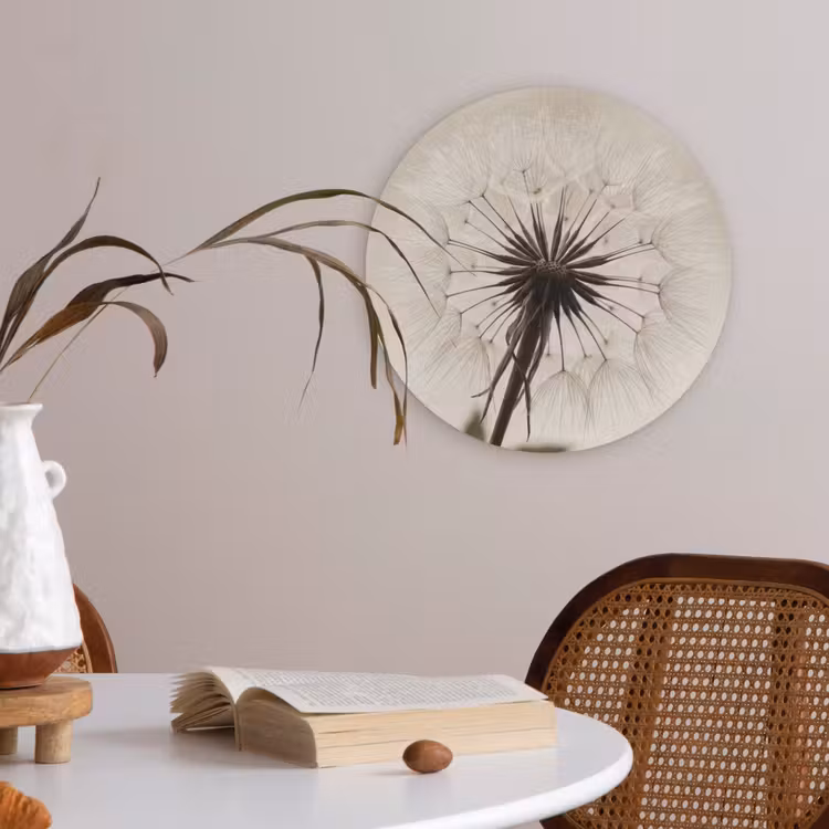 Paardenbloem - Minimalistisch - Wit Akoestische PET Vilt - Rond klein -sfeer3