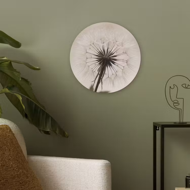 Paardenbloem - Minimalistisch - Wit Akoestische PET Vilt - Rond klein -sfeer2