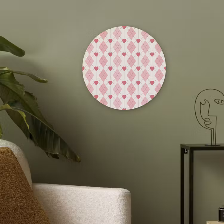 Ruiten - Klassiek - Roze - Wit Akoestische PET Vilt - Rond klein 838 -sfeer2
