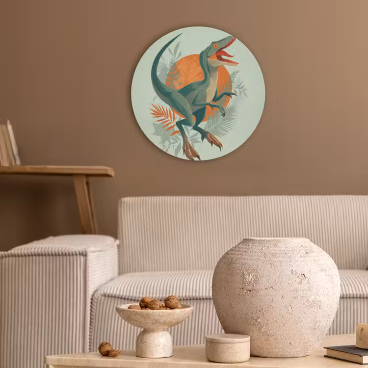 Dino - Bladeren - Grafisch - Groen Akoestische PET Vilt - Rond klein -sfeer1